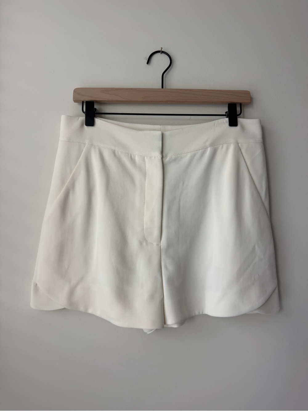 Veronica Beard Cream High-Waist Tailored Shorts